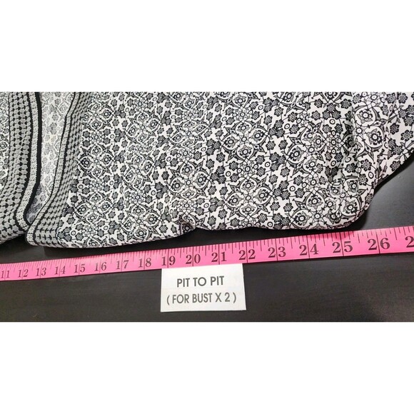 Max Studio Womens Large Black Open Cardigan Floral Mandala Oriental Cover Up - Picture 12 of 14